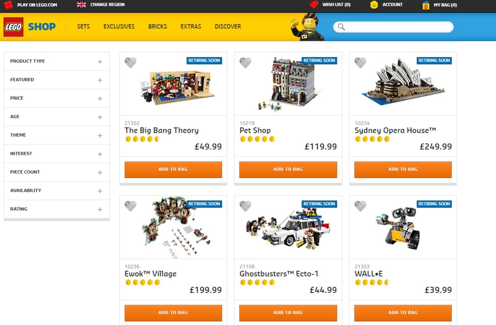 LEGO® Shop – Set in Ritiro nel 2016