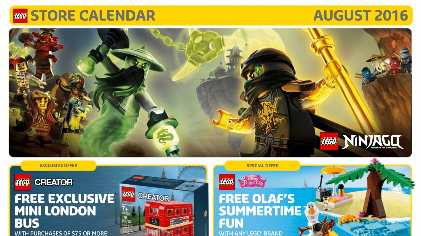 Il Calendario LEGO® Store Agosto 2016: le Promozioni e gli Eventi