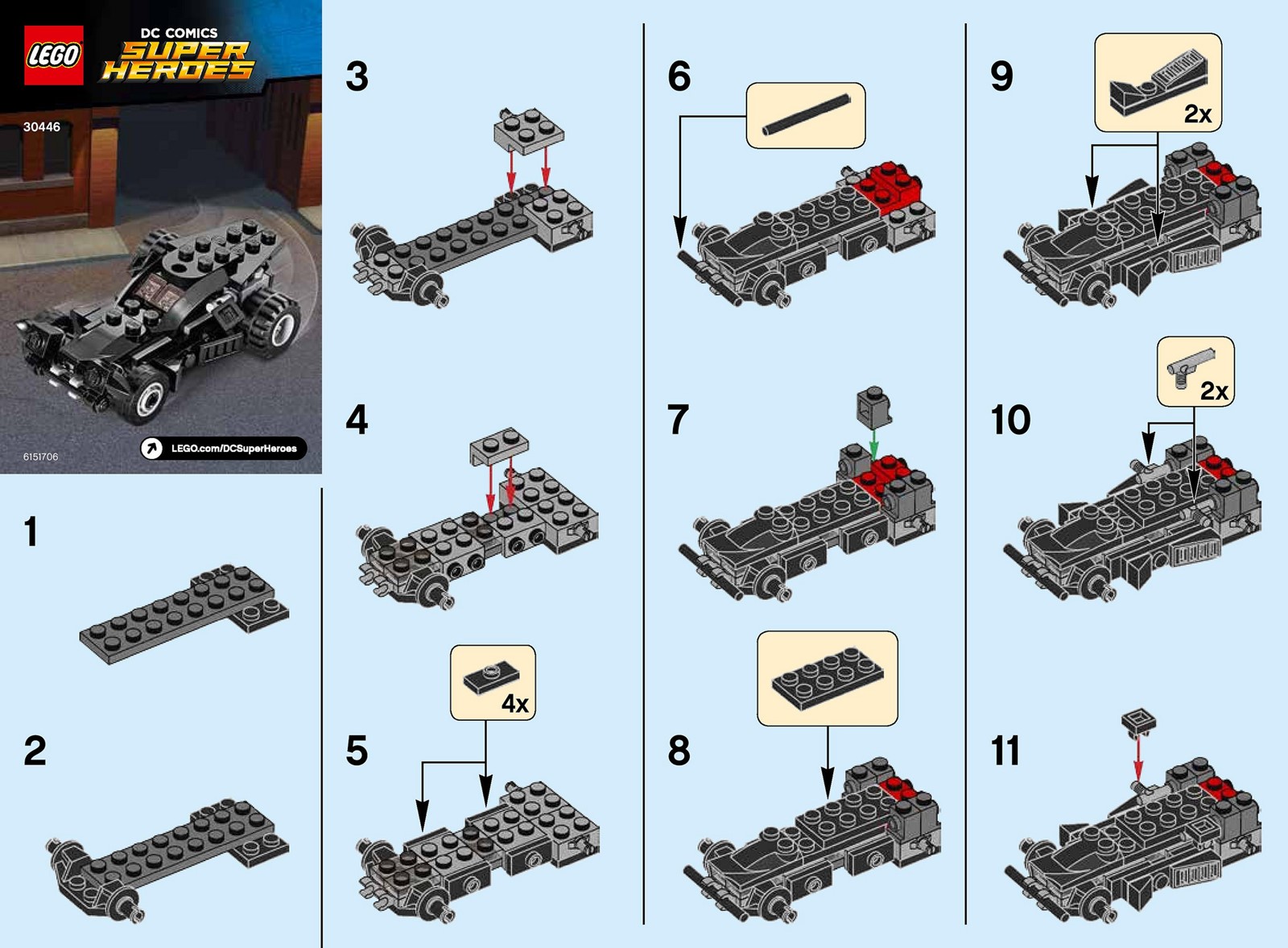 Le Istruzioni per Costruire la Batmobile 30446 LEGO DC Comics Super Heroes