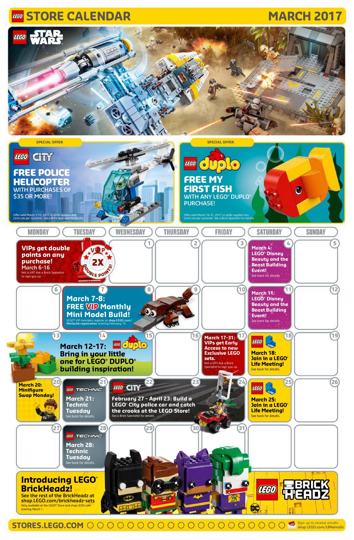 Il Calendario LEGO® Store Marzo 2017: le Promozioni e gli Eventi