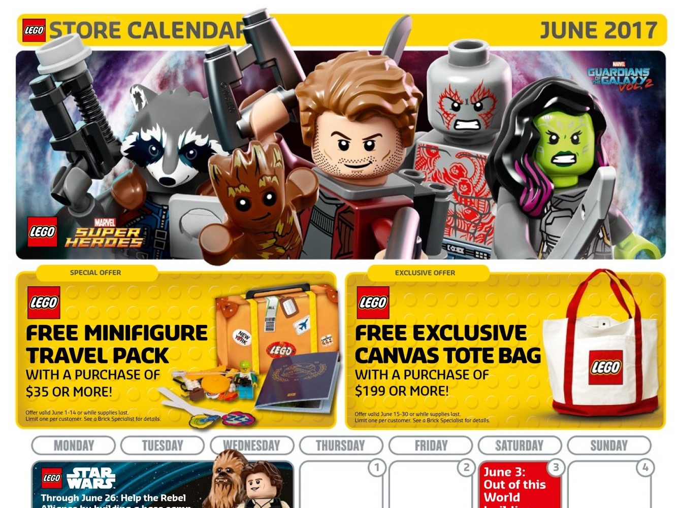 Il Calendario LEGO Store USA Giugno 2017: le Promozioni e gli Eventi