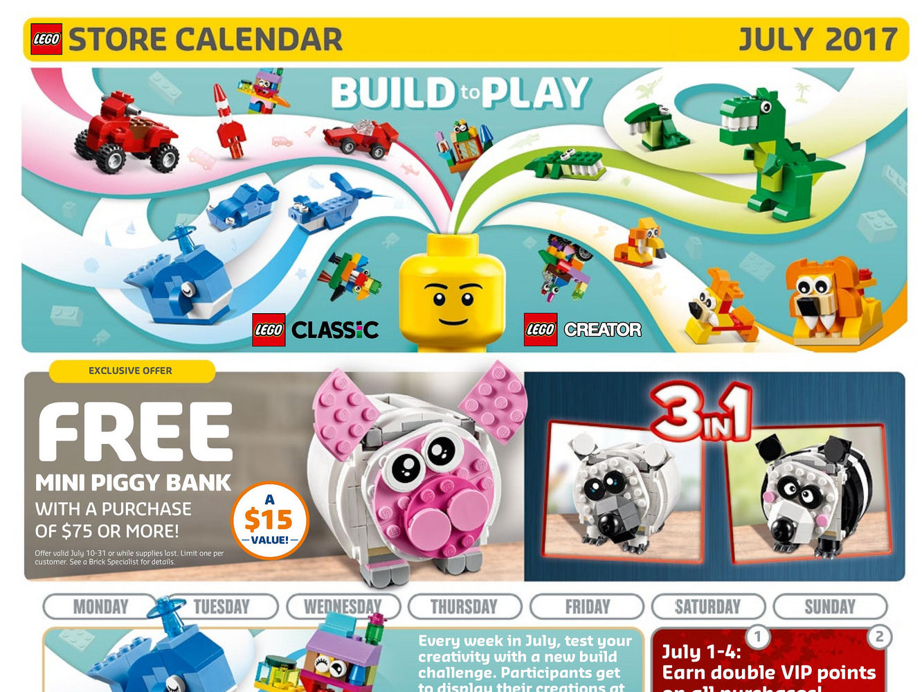 Il Calendario LEGO Store USA Luglio 2017: le Promozioni e gli Eventi