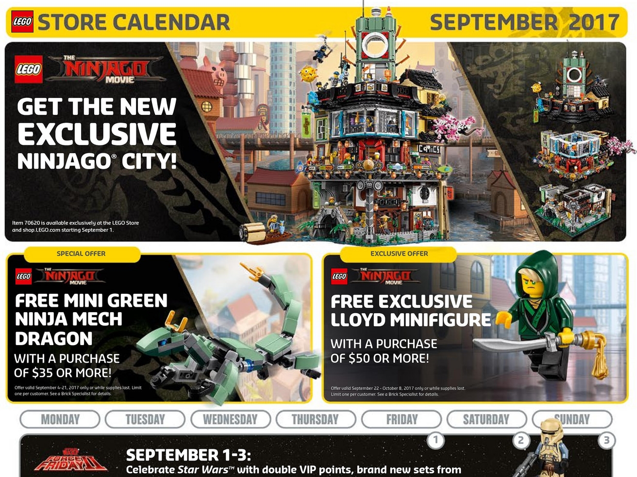 Il Calendario LEGO Store USA Settembre 2017: le Promozioni e gli Eventi