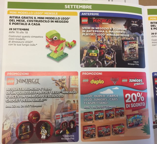 Promozioni LEGO Store Italia Settembre Ottobre 2017