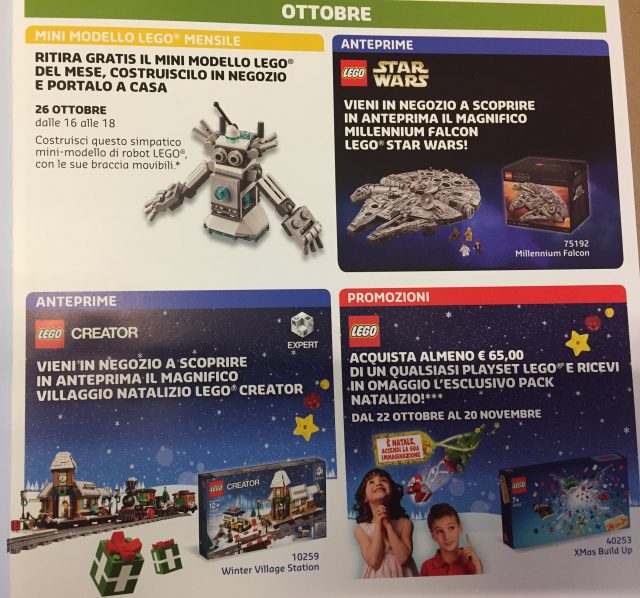 Promozioni LEGO Store Italia Settembre Ottobre 2017