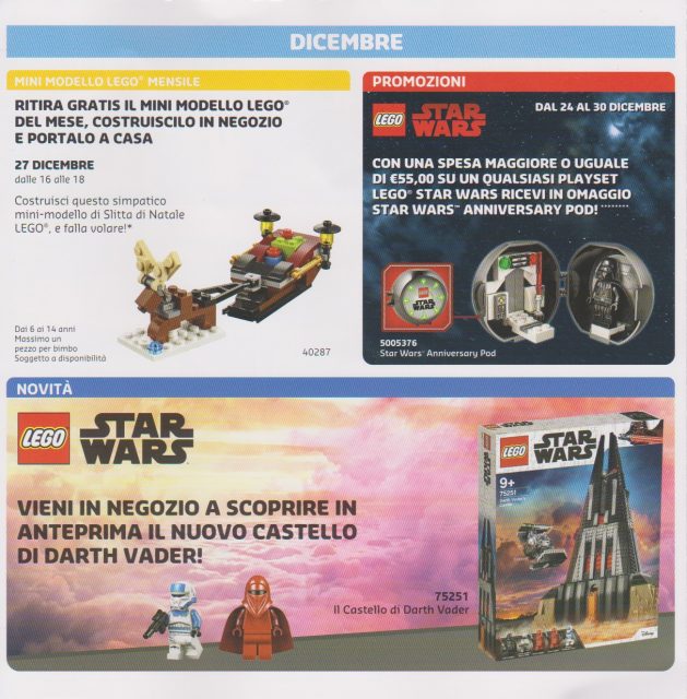 Volantino del LEGO Store Italia Novembre – Dicembre 2018