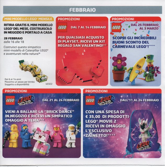 Volantino LEGO Store Italia Gennaio - Febbraio 2019