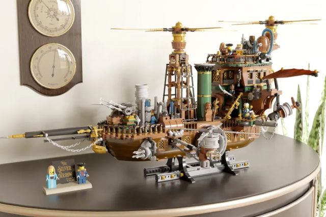 motorized steampunk skyship