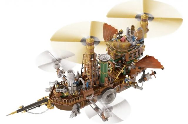 motorized steampunk skyship