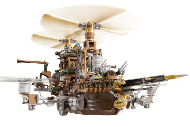 motorized steampunk skyship